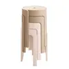 Taburete de Plástico Estilo Crema para Uso en Casa, Taburete Alto Engrosado, Taburete Moderno Simple de Molino de Viento, Silla de Mesa de Comedor de Repuesto Apilable