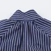 Colección Otoño 2026: Moda Urbana Transfronteriza Europea y Americana para Mujer Camisa de Rayas con Cuello Alto de Manga Larga w025 12792