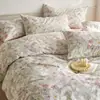 Juego de ropa de cama rústico y fresco de algodón puro de cuatro piezas, juego de tres piezas estampado 100% algodón para dormitorios de estudiantes, apto para todas las estaciones