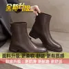 Botas Curtas Castanho Melanóide Femininas Sola Grossa Botas Britânicas Emagrecedoras Femininas 2026 Novo Outono Inverno Com Pelúcia Botas Martin Emagrecedoras Femininas