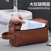 Bolsa de tocador de PU con costuras retro europeas y americanas, gran capacidad, para viaje, negocios, hombres, bolsa portátil para almacenamiento de artículos de tocador