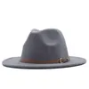 Sombrero de Sol para Exteriores Clásico Fieltro Fedora Ala Ancha Moda Sombrero Jazz con Hebilla de Cinturón