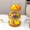 Mesa de centro de sala de estar bandeja de frutas estante de almacenamiento de bocadillos estante de arte de hierro para mesa de comedor del hogar cesta de frutas creativa de múltiples capas