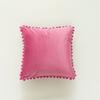 Funda de Cojín de Terciopelo Holandés para Sala de Estar Minimalista Moderna Cuidadosamente Seleccionada con Bordes de Bolas Grandes, Funda de Cojín Estilo Ins Nórdico Sin Relleno