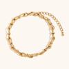 Tobillera de Cadena Elegante, Moderna, Sencilla y Versátil, con Lazo, Hecha a Mano, Acero Inoxidable Chapado en Oro de 14K, para Mujer