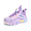Zapatillas Deportivas para Niños Mayores con Hebilla Giratoria, Nuevo Modelo de Primavera, Superficie de Cuero con Polar Añadido, Zapatos de Malla para Niños y Niñas