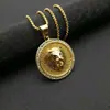 Europeu e Americano Transfronteiriço Hip Hop HIPHOP Jóias Titânio Aço / Aço Inoxidável Banhado a Ouro Diamante Redondo Marca Lion Head Pingente