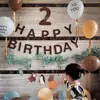 Ins Coreano Feliz Aniversário Letra Marrom Bandeira de TNT Bebê Cem Dias Festa Infantil Arranjo