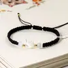 Pulseira de Casal Trançada à Mão Gato Concha Design de Nicho Ins Corda de Mão para Namorada Joia Versátil Ajustável