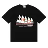 2025 Verão Masculino Rhude High Street Estampado Respirável Manga Curta Marca de Moda Camiseta de Manga Curta Pulôver Verão