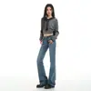 Jeans de Mujer de Tiro Alto Estilo Americano Transfronterizos 2026, Pantalones de Campana Adelgazantes de Nuevo Diseño, Pantalones Largos Azules Retro