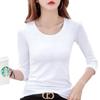 Playera Modal Camiseta Interior Mujer Grande Elástica Primavera Otoño Delgada Ropa Otoño Cuello Redondo Ropa Interior Ajustada Manga 7 Playera Top