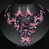 Conjunto de Joias de Colar Estilo Europeu e Americano, Exagerado Cristal, Ágata, Rubi, Pérola Corrente com Pingente, Vestido de Noiva