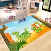 Alfombra de Dinosaurio de Dibujos Animados de Terciopelo de Cristal, Linda Alfombra para Gatear para Habitación Infantil y Dormitorio, Alfombra de Piso Antideslizante y Resistente a Manchas para Sala de Estar y Mesita de Noche