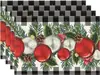 Manteles navideños transfronterizos 4 juegos de platos de cena tazas con tapetes termoaislantes Manteles decorativos para la atmósfera de las fiestas navideñas