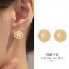 Brincos Redondos de Calcedônia Branca com Zircônia Incrustada de Fujian e Guangdong, Jade Hetian, Prata de Lei S925, Novos Brincos Chinoiserie Simples e Sofisticados