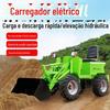 Pequena pá carregadeira elétrica com tração nas quatro rodas, pá agrícola, máquina de dupla finalidade, empilhadeira ecológica para porão de canteiro de obras