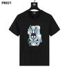 Psy Venta al por Mayor Marca Americana de Moda Cho Bun Camiseta Colorida Calavera Conejo Degradado Estampado de Letras Estilo de Pareja Manga Corta Ny