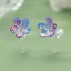 Novos Brincos de Resina Simples de Flor de Cinco Pétalas Primavera e Verão Clássico Rosa Inteligente Flor de Pessegueiro Brincos de Clipe Versáteis para o Dia a Dia