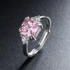 Anel de Diamante Quadrado Feminino Estilo Coreano Estilo Fresco Simples Zircônia Rosa Anel Aberto Joia de Mão Diamante