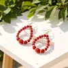 Pendientes retro de gota de agua con cuentas rojas desfile de moda exagerados estilo festivo pendientes de cuentas rojas venta al por mayor