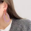 Pendientes Geométricos Ovalados Rayados Multicapa de Resina Retro Estilo Europeo y Americano Personalidad Exagerada Pendientes de Gama Alta para Mujer