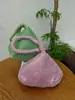 2026 Bolso de Mano Triangular Redondo Retro Totalmente Incrustado Bolso de Noche Mini Clutch de Alta Gama Forma de Lágrima Femenina
