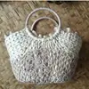 Bolsa de Paja con Encaje de Hoja de Maíz Bolso de Hombro Portátil Bolso de Moda para Mujer Bolso de Playa para Vacaciones de Verano
