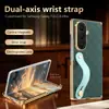 Funda magnética con soporte giratorio adecuada para Samsung ZFold8, elegante funda de cuero para teléfono con correa de muñeca anti-caída de mano para ZFold7