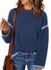 Suéter de otoño e invierno 2024 para mujer, moda de color sólido, cuello redondo, suelto, manga larga, color contrastante, suéter de punto retorcido.