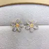 Joyería Hecha a Mano DIY Pendientes de Perla Monturas Vacías Accesorios para Pendientes de Perla Flor Exquisita Completamente Incrustada Pendientes de Perla al por Mayor