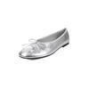 Zapatos planos de piel de oveja dulce combinables con todo, con lazo en forma de luna, Primavera 2025, punta redonda, celebridad cibernética, cuero genuino, boca poco profunda, zapatos de una sola capa para mujer