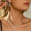 Explosão cruzada novo estilo noiva colar completo de diamantes joia colar temperamento europeu e americano conjunto de três peças corrente de garra de strass conjunto de joias feminino