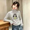 Top de felpa interior para otoño e invierno para niñas, Suéter de cuello alto para niños, Capa base de manga larga cálida para niños pequeños y niños pequeños, Top a rayas