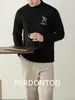 ¡Bordado Clásico! ¡Lana y Seda de Morera! Camiseta de Forro Polar de Doble Cara de Gama Alta con Calefacción Infrarroja Lejana y Retención de Calor para Hombre, Capa Base de Manga Larga