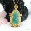 Pingente de Jade Guan Yu Natural Grau A Colar Deus da Riqueza Água Azul Fábrica de Jade Atacado Dropshipping S4050402
