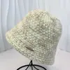Nuevo Estilo Red Celebratoria Sombrero de Pescador para Mujer Otoño e Invierno Sentido de Alta Gama Cálido Sombrero de Cubeta Tejido Cubierta Facial Lisa Sombrero de Cubeta para Cara Pequeña