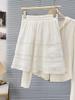 Falda de crochet hueca, estilo coreano, con capas, cintura elástica, reductora de edad, talla grande, con piernas al descubierto, larga, blanca, corta, 9363