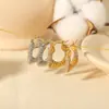 Estilo celebridade da internet europeia e americana brincos trapezoidais de aço inoxidável banhado a ouro 18K com zircônia incrustada design de moda personalizado brincos de alta qualidade