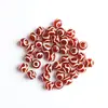 Ágata Vermelha e Branca Dzi de Três Olhos Jade Frasco de Joias Soltas Dente de Tigre Linha Única Dzi do Tibete Contas Redondas Acessórios DIY Joias