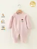 Mono de bebé para otoño e invierno, ropa para recién nacidos estilo primavera y otoño, capa interior engrosada, traje de gateo cálido, ropa exterior para bebé
