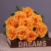 Venta al por mayor de fábrica de rosas artificiales, rosas de diamante de 9 cabezas, flores artificiales, cascada de pared de rosas, flores falsas, ramo de flores de seda