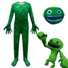 Halloween Rainbow Friends Roblox Game Roupa Cosplay Monstro Azul Macacão