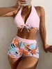2027 Nuevo Bikini de Dos Piezas Transfronterizo Europeo y Americano Traje de Baño para Mujer Sexy Estampado con Tirantes Bikini Playa Traje de Baño para Mujer