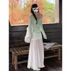 Conjunto estilo dopamina con elegante conjunto de falda 2026, falda ajustada, top protector solar, impresionante conjunto de tres piezas con muy buena vibra
