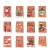Bolsa de papel kraft con calcetines navideños, alce, muñeco de nieve, árbol, dulces, regalo, BD055D