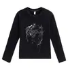 Top Corto Sexy de Manga Raglán Desgastado Estilo Retro Americano 2025 Verano Nuevo Ins Camiseta de Manga Corta para Baile de Jazz para Mujeres