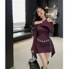 Vestido Chic de Diseño Francés Versátil de Hombro Único con Manga Acampanada y Detalle de Cinta para Mujer, Nuevo Otoño 2026