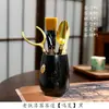 Herramientas para Infusionar Té Chino, Decoraciones para Mesa de Té, Juego de Seis Piezas para Ceremonia del Té, Accesorios de Té Kung Fu, Diseño Creativo Zen Dorado Móvil
