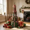 Conjunto de Árvore de Natal Transfronteiriça com Luzes, Árvore de Natal Telescópica e Dobrável, Decorações de Natal para Uso em Casa e Supermercado